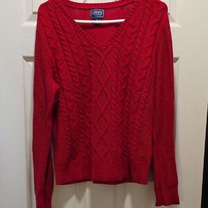 Chaps Women's V-Neck Red Sweater